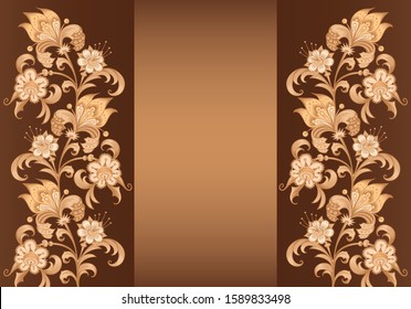 Floral hand drawn vector vintage border. Engraved nature elements and objects illustration. Frame design.