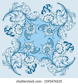 Floral hand drawn vector vintage border. Engraved nature elements and objects illustration. Frame design.