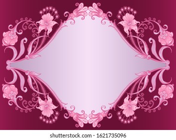 Floral hand drawn vector vintage border. Engraved nature elements and objects illustration. Frame design.