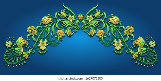 Floral hand drawn vector vintage illustration. Engraved nature elements and objects illustration. Modern volumetric floral elements.