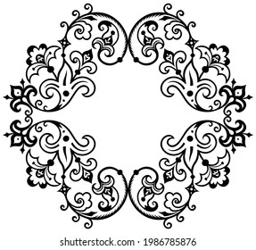 Floral hand drawn vector vintage border. Engraved nature elements and objects illustration. Frame design.