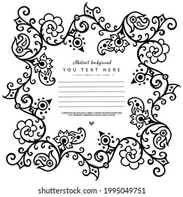 Floral hand drawn vector vintage border. Engraved nature elements and objects illustration. Frame design.