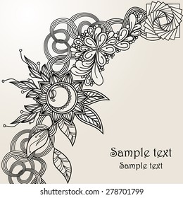 Floral hand drawn zentangle - vector illustration
