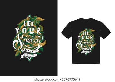 floral hand lettering illustration t shirt design 