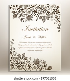 Floral hand-draw wedding invitation. a beautiful hand drawn wedding invitation ,suitable also for congratulation,greeting cards...