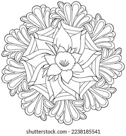 Floral, hand-drawn aster flowers in doodle style isolated on white background. Сoloring page for adults and kids, decorating kids' playroom or greeting card for vector illustration.