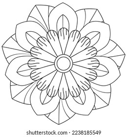 Floral, hand-drawn aster flowers in doodle style isolated on white background. Сoloring page for adults and kids, decorating kids' playroom or greeting card for vector illustration.