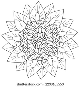 Floral, hand-drawn aster flowers in doodle style isolated on white background. Сoloring page for adults and kids, decorating kids' playroom or greeting card for vector illustration.