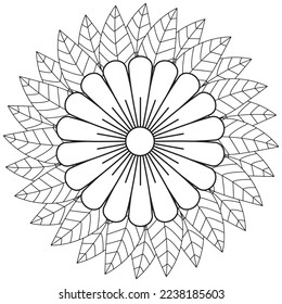 Floral, hand-drawn aster flowers in doodle style isolated on white background. Сoloring page for adults and kids, decorating kids' playroom or greeting card for vector illustration.