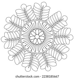 Floral, hand-drawn aster flowers in doodle style isolated on white background. Сoloring page for adults and kids, decorating kids' playroom or greeting card for vector illustration.