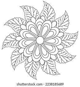 Floral, hand-drawn aster flowers in doodle style isolated on white background. Сoloring page for adults and kids, decorating kids' playroom or greeting card for vector illustration.