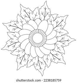 Floral, hand-drawn aster flowers in doodle style isolated on white background. Сoloring page for adults and kids, decorating kids' playroom or greeting card for vector illustration.