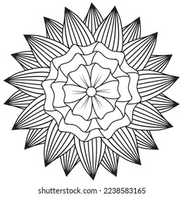 Floral, hand-drawn aster flowers in doodle style isolated on white background. Сoloring page for adults and kids, decorating kids' playroom or greeting card for vector illustration.
