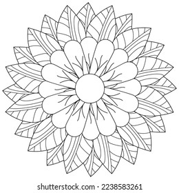 Floral, hand-drawn aster flowers in doodle style isolated on white background. Сoloring page for adults and kids, decorating kids' playroom or greeting card for vector illustration.