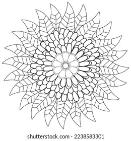 Floral, hand-drawn aster flowers in doodle style isolated on white background. Сoloring page for adults and kids, decorating kids' playroom or greeting card for vector illustration.