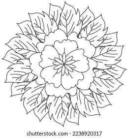 Floral, hand-drawn aster flowers in doodle style isolated on white background. Сoloring page for adults and kids, decorating kids' playroom or greeting card for vector illustration.