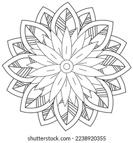 Floral, hand-drawn aster flowers in doodle style isolated on white background. Сoloring page for adults and kids, decorating kids' playroom or greeting card for vector illustration.