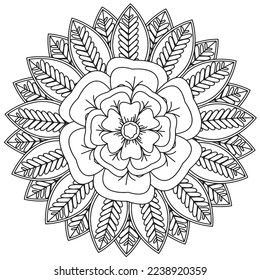 Floral, hand-drawn aster flowers in doodle style isolated on white background. Сoloring page for adults and kids, decorating kids' playroom or greeting card for vector illustration.