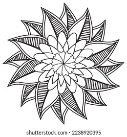 Floral, hand-drawn aster flowers in doodle style isolated on white background. Сoloring page for adults and kids, decorating kids' playroom or greeting card for vector illustration.