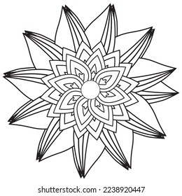 Floral, hand-drawn aster flowers in doodle style isolated on white background. Сoloring page for adults and kids, decorating kids' playroom or greeting card for vector illustration.