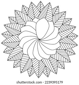 Floral, hand-drawn aster flowers in doodle style isolated on white background. Сoloring page for adults and kids, decorating kids' playroom or greeting card for vector illustration.