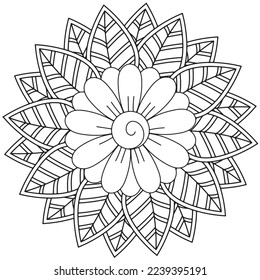 Floral, hand-drawn aster flowers in doodle style isolated on white background. Сoloring page for adults and kids, decorating kids' playroom or greeting card for vector illustration.