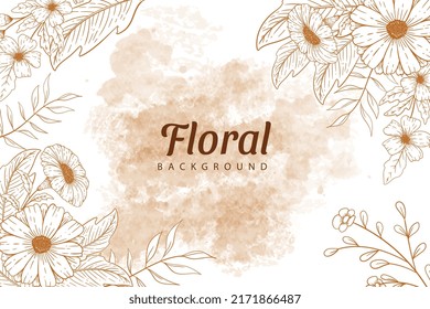 Floral Handdrawn Engraving Watercolor Background