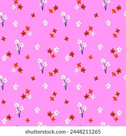 Floral hand-drawn seamless pattern. Bold, colorful flowers. Vector illustration of abstract flowers isolated on a white background