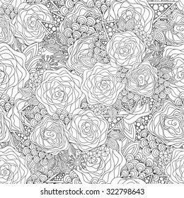 Floral hand-drawn seamless pattern. Doodle vector background.