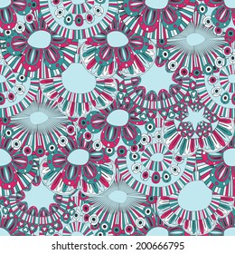 Floral hand-drawn wallpaper. Fantasy floral seamless pattern        