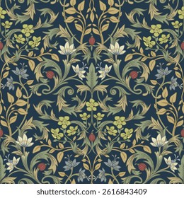 Floral Harmony. Vintage botanical pattern with soft pastel flowers.
