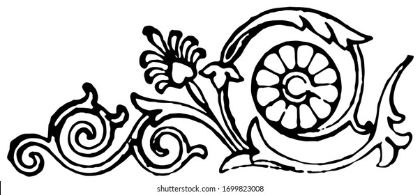 Floral have flowers in a leaves pattern design, vintage line drawing or engraving illustration.
