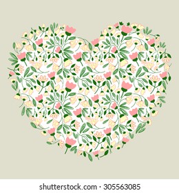 floral heart background for cards. Vector ornament
