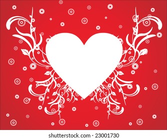 Floral heart background with circles