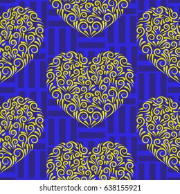 Floral heart background texture.  Endless abstract pattern.