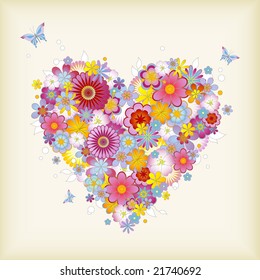 floral heart with butterflies - perfect for Valentine's Day