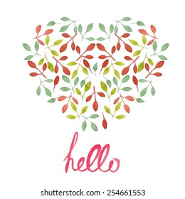 Floral Heart Card. Cute retro flowers arranged un a shape of the heart, perfect for wedding invitations ans birthday designs