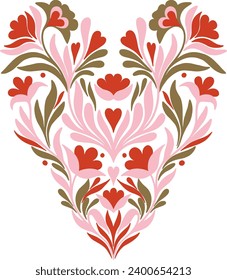 Corazón floral. Día de San Valentín. Vector.