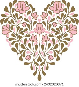 Floral Heart. Valentine’s Day. Vector.