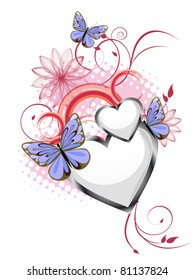 floral heart design - vector