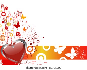 floral heart design - vector
