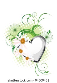 Floral heart design - vector
