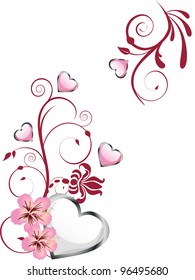 Floral heart design - vector