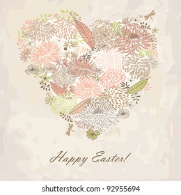 Floral Heart. Easter card. Concept of love.