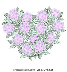 Floral heart frame, hydrangea spring flower for design of card or invitations