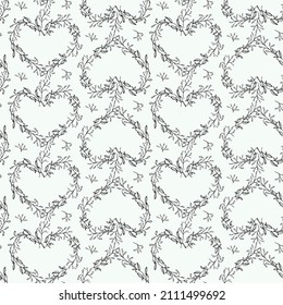 Floral heart frame seamless pattern for wedding or Valentines day card 