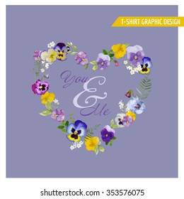 Floral Heart Graphic Design - for t-shirt, fashion, prints - in vector