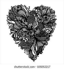 floral heart illustration/vector