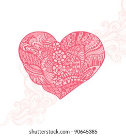Floral heart. Heart made of flowers.Doodle Heart
