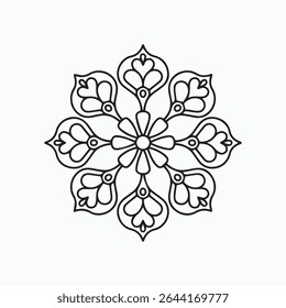 Floral Heart Mandala Coloring Page 